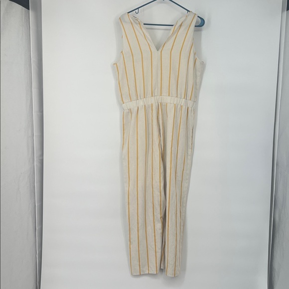 Anthropology Drew Striped Cream and yellow cropped short Jumpsuit made USA - Picture 5 of 6